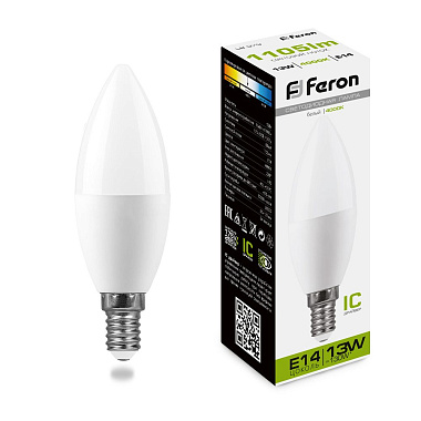 Лампа светодиодная Е14 13Вт 4000К 230В свеча LB-970 Feron