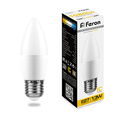Лампа светодиодная Е27  13Вт 2700К 230В свеча LB-970 Feron