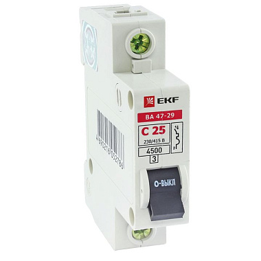 Автоматический выключатель 1P  10A (C) 4,5kA ВА 47-29 EKF Basic