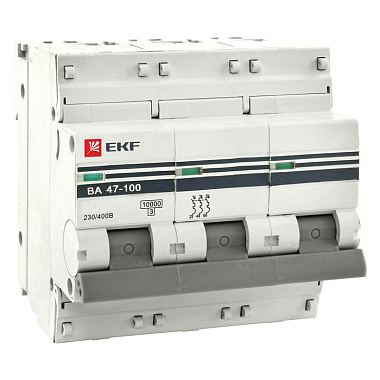 Автоматический выключатель 3P  63А (D) 10kА ВА 47-100 EKF PROxima