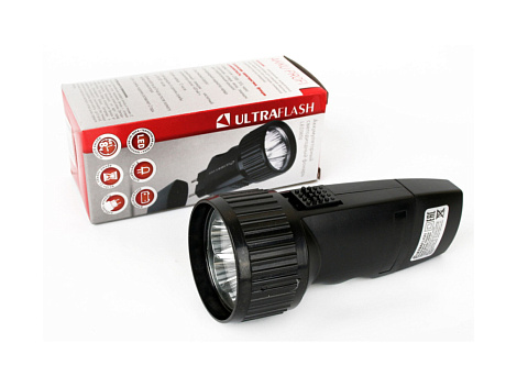 Фонарь аккум. Ultraflash Akku Profi 220В, черный, 5 LED, SLA, пластик, коробка