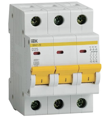 Автоматический выключатель 3P  25А (D)  4,5kA ВА 47-29 IEK