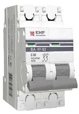 Автоматический выключатель 2P  10A (C) 4,5kA ВА 47-63 EKF PROxima