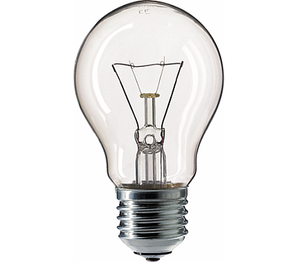 Лампа накаливания Е27 40Вт 230В A55 CL прозр. Philips