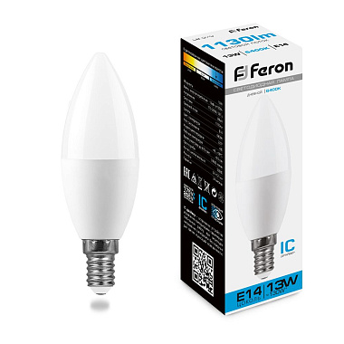 Лампа светодиодная Е14 13Вт 6400К 230В свеча LB-970 Feron