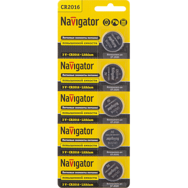 Элемент питания CR2016 литиевой Navigator 94 763