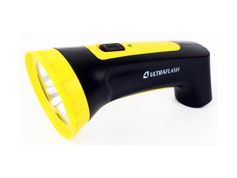 Фонарь аккум. Ultraflash Akku Profi 220В, черный/желтый, 4 LED, SLA, пластик, коробка