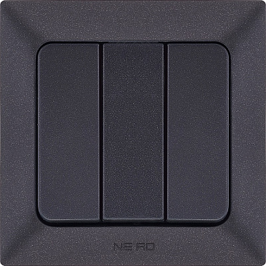Выключатель 3-клавишный 10А 250В Aras черный NE-AD