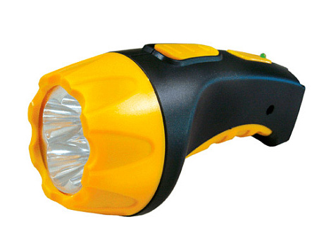 Фонарь аккум. Ultraflash Akku Profi 220В черный/желтый 7 LED 2 реж. SLA пластик коробка