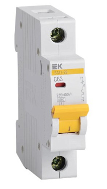 Автоматический выключатель 1P  63A (C) 4,5kA ВА 47-29 IEK